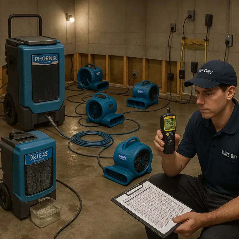 Structural Drying and Dehumidification process in Westborough, MA